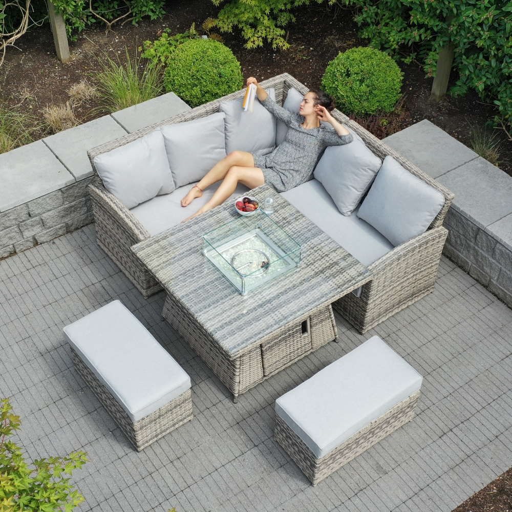 Outdoor corner sofa set with fire pit 2025