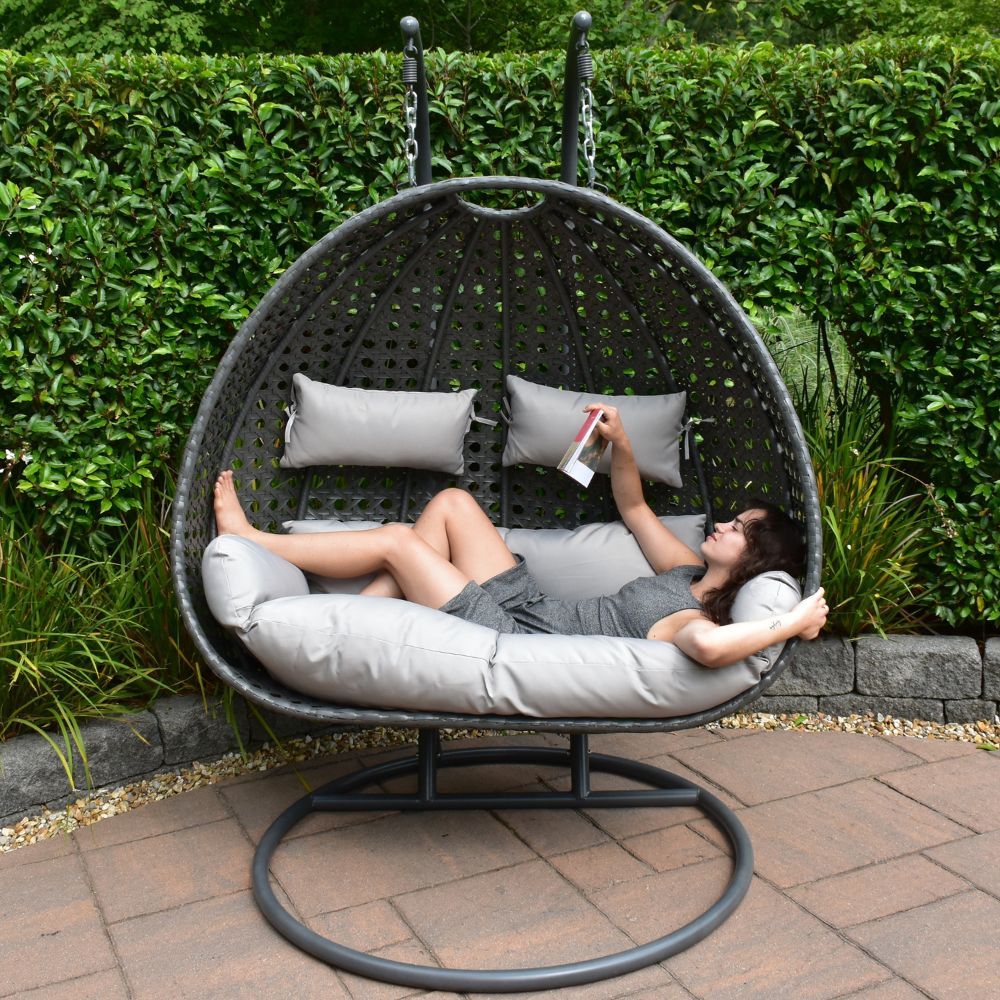 Double rattan clearance hanging egg chair