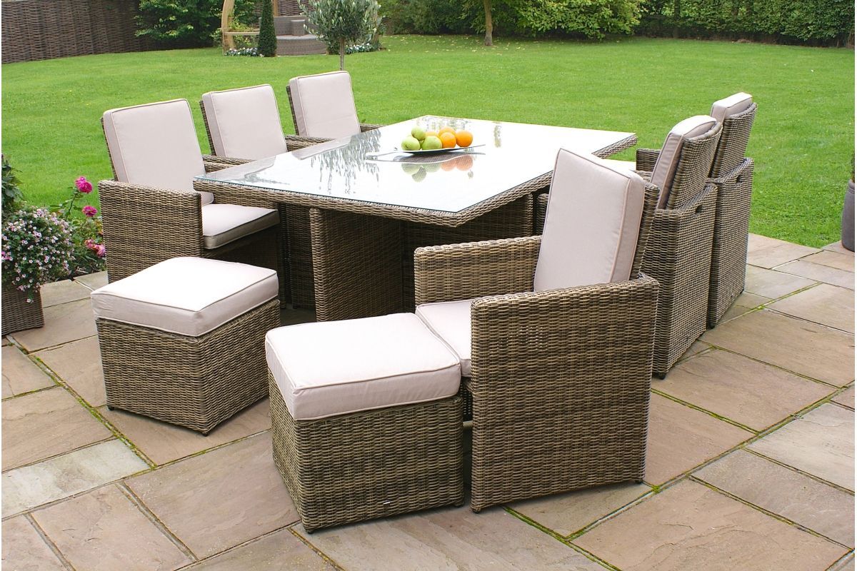 Cube 2019 rattan garden furniture set sales chairs table outdoor patio wicker 10 seats