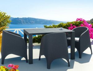 Vegas 4 Seater Extending Table Set with 4 Aruba Chairs - Dark Grey