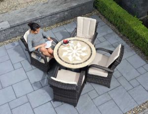 4 Seat Rattan Stone Top Garden Set