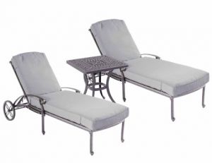 Capri Sunlounger Set with Side Table - Antique Grey