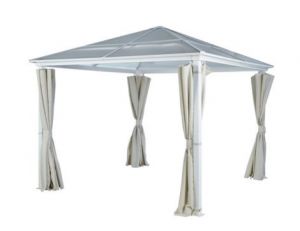 Hartman Polycarbonate Gazebo in White with Curtains