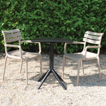 2 Seater Sky 80x80 Table Black With 2 Paris Chairs in Taupe