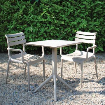 2 Seater Sky 60 x 60 Folding Table with Paris Chairs in Taupe