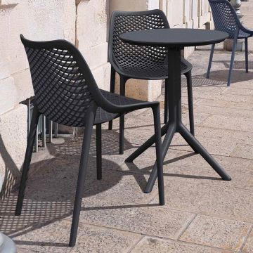 Sky 2 Seater Set Folding Round Table With Air Chairs - Black
