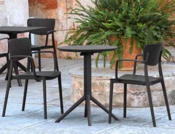 Sky 2 Seater Set Folding Round Table With Loft Chairs - Black