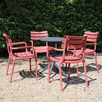 Sky Round 4 Seater Set Table in Grey with Paris Chairs in Marsala