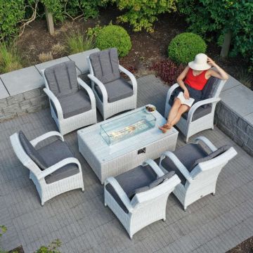 Treviso Coffee Firepit Set With 6 Chairs