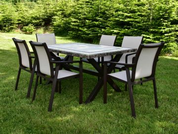 Killiney 6 Seat Rectangular Set with Brown Pacific Chairs