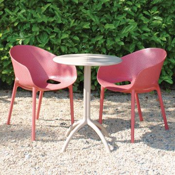 2 Seater Octopus Table in Taupe with Sky Chairs in Marsala