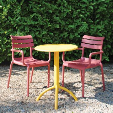 2 Seater Octopus Table Yellow with Paris Chairs in Marsala