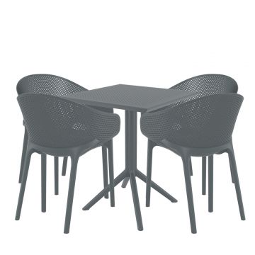 4 Seater Sky 60 x 60 Folding Table With Sky Pro Chairs in Grey