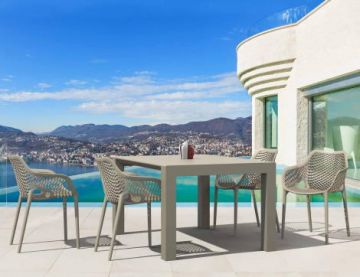 4 Air XL Chairs with Vegas 4-6 Rectangular Table in Taupe