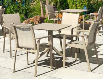 4 Pacific Chairs and Sky 60 Folding Set in Taupe