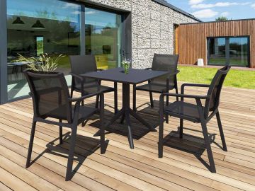 4 Pacific Chairs and Sky 80 Table Set in Black