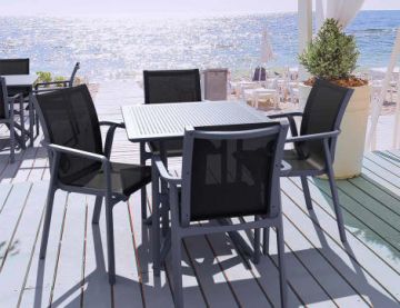 4 Pacific Chairs and Sky 80 Table Set in Grey