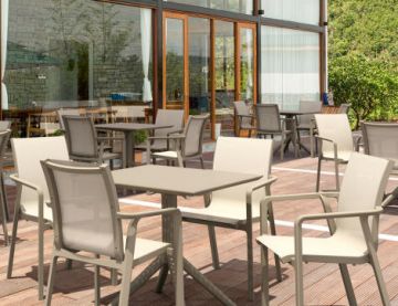 4 Pacific Chairs and Sky 80 Table Set in Taupe
