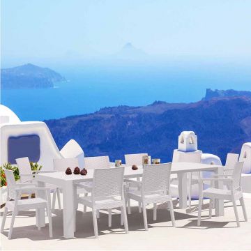 Vegas 10 Seater Set Table With Ibiza Chairs in White