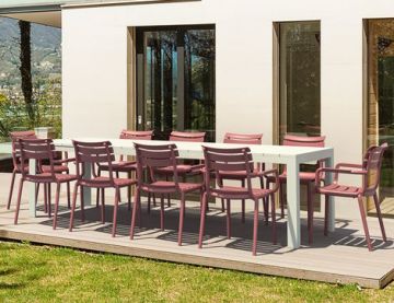 Vegas XL 10 Seater Set Table In White With Paris Chairs in Marsala