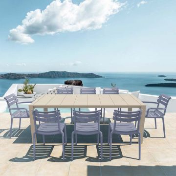 Vegas XL 8 Seater Set Table in Taupe with Paris Chairs in Grey