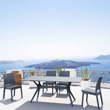 4 Florida Chairs and Ibiza 140 Rectangular Table Set in Grey