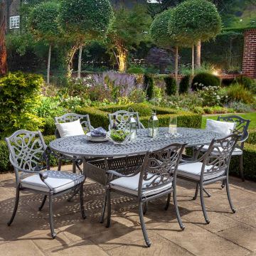 Capri 6 Seat Oval Set - Antique Grey
