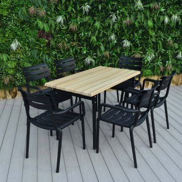 6 Seater Coco Bolo Table with Classic Legs & Black Paris Chairs