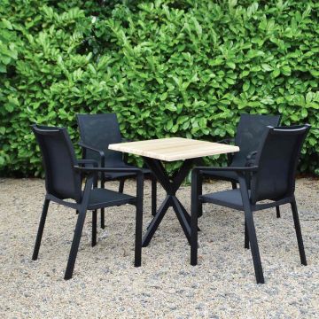 4 Seater Set Coco Bolo 70x70cm Square Table with Lexi Legs & Pacific Chair