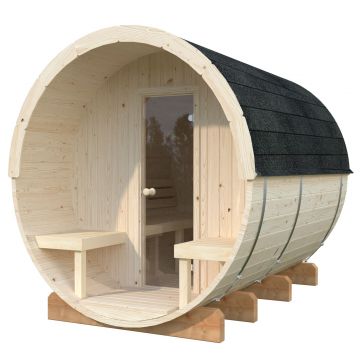 Deluxe 2.3m Barrel Sauna with 6KW Narvi Heater