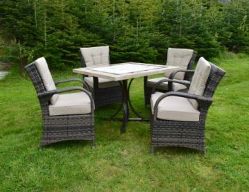 Killiney 4 Seat Square Outdoor Dining Set with Cairo Chairs with Back Cushions