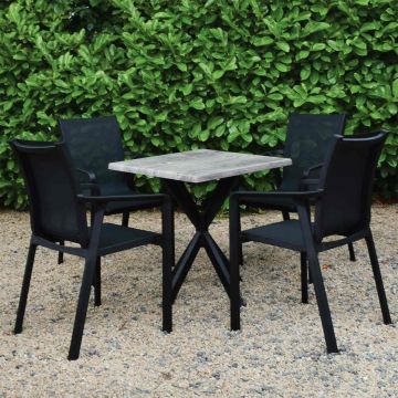 4 Seater Set Old Pine 70cmx70cm Square Werzalit Table Lexi Legs & Pacific Chairs