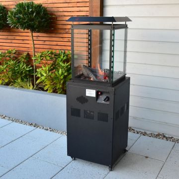 Denver Glass Flame Patio Heater with Lava Rocks and Logs