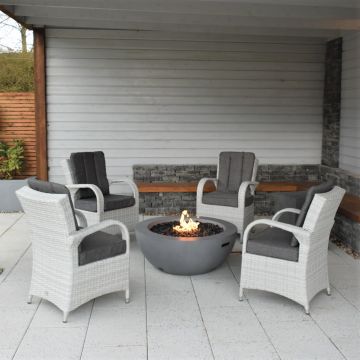 4 Seater Lasair Round Fire Bowl Set With Treviso Chairs