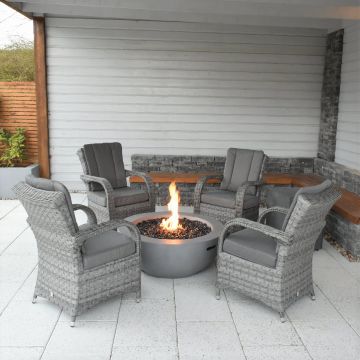 4 Seater Lasair Round Fire Bowl Set With Chicago Chairs