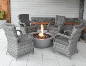 4 Seater Lasair Round Fire Bowl Set With Chicago Chairs