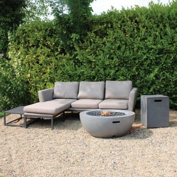Galaxy Celeste Corner Set With Lasair Round Fire Bowl in Taupe