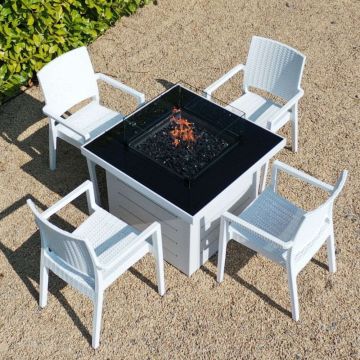 Etna Firepit With 4 Ibiza Chairs in White