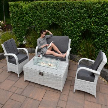 Treviso Coffee Firepit Set With 2 Seater Bench And 2 Chairs