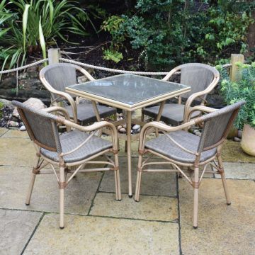 Lyon Parisian Square Table with 4 High Back Chairs