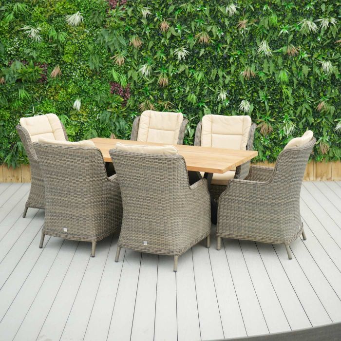 6 Seater Tebal 180cm Rectangular Table Top with X Legs with Boston Chairs