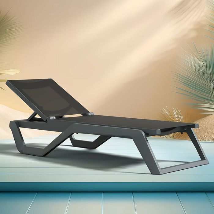 Rio Pro Sunlounger - Dark Grey / Black main product photo