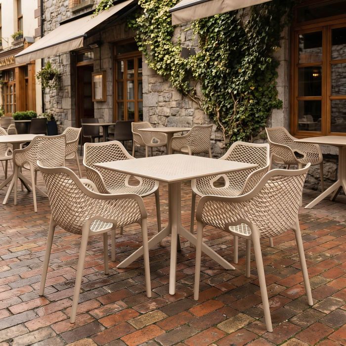 4 Air XL Chairs and Sky 80 Table Set in Taupe main product photo