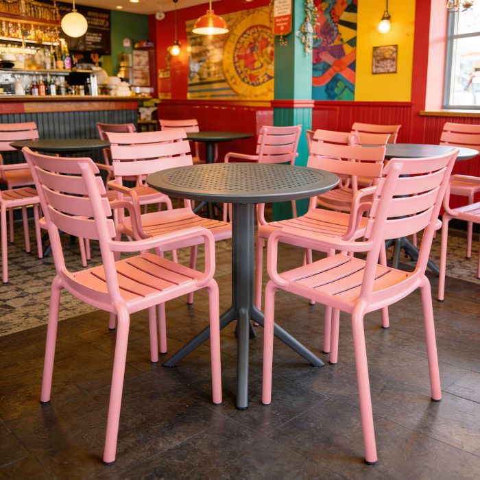 4 Seater Sky Round Table in Black with Paris Chairs in Marsala main product photo