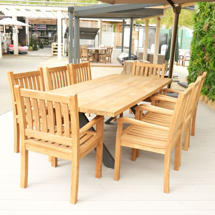 8 Seater Tebal 240cm Rectangular Table Top with X Legs and Beaufort Armchair main product photo