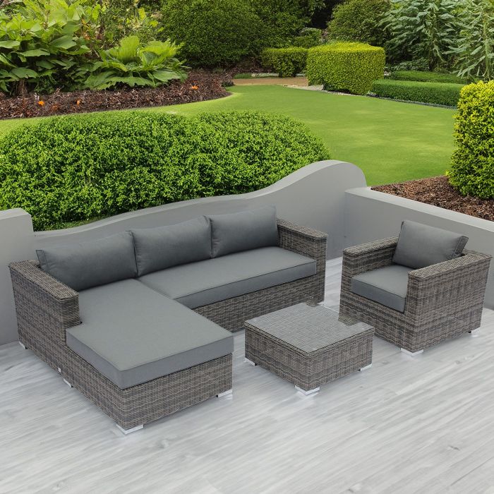 Kona 4 Piece Left Hand Grey Rattan Corner Sofa Set main product photo