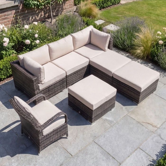 Rio Grande Corner Sofa Outdoor Furniture Set with Armchair - Chocolate main product photo