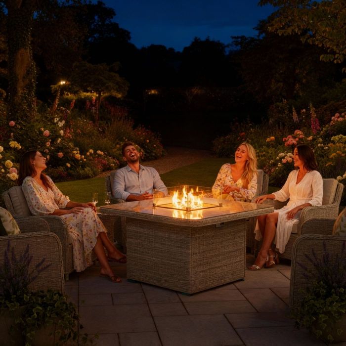 Hamilton Square Rattan Gas Firepit Table main product photo