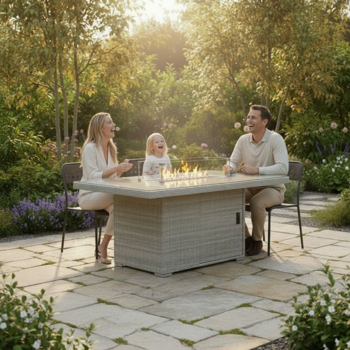 Hamilton Rectangular Rattan Gas Firepit Table main product photo