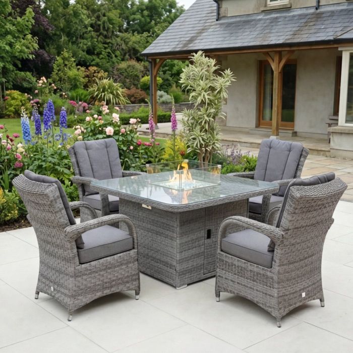 Chicago 4 Seat Dining Set with Square Firepit Table main product photo